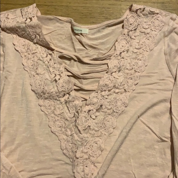 Pink VNeck Lace Top - Picture 2 of 3